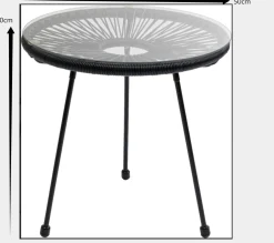 Stolik kawowy Acapulco Ø50 cm naturalny - blat szklany