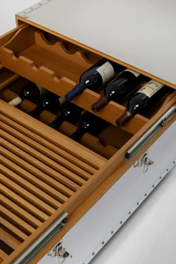 Stolik kawowy barek rozkładany srebrny na kółkach stal nierdzewna 120x75 cm