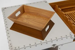 Stolik kawowy barek rozkładany srebrny na kółkach stal nierdzewna 120x75 cm