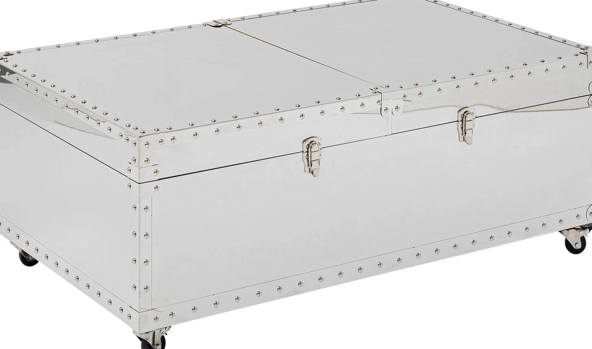 Stolik kawowy barek rozkładany srebrny na kółkach stal nierdzewna 120x75 cm