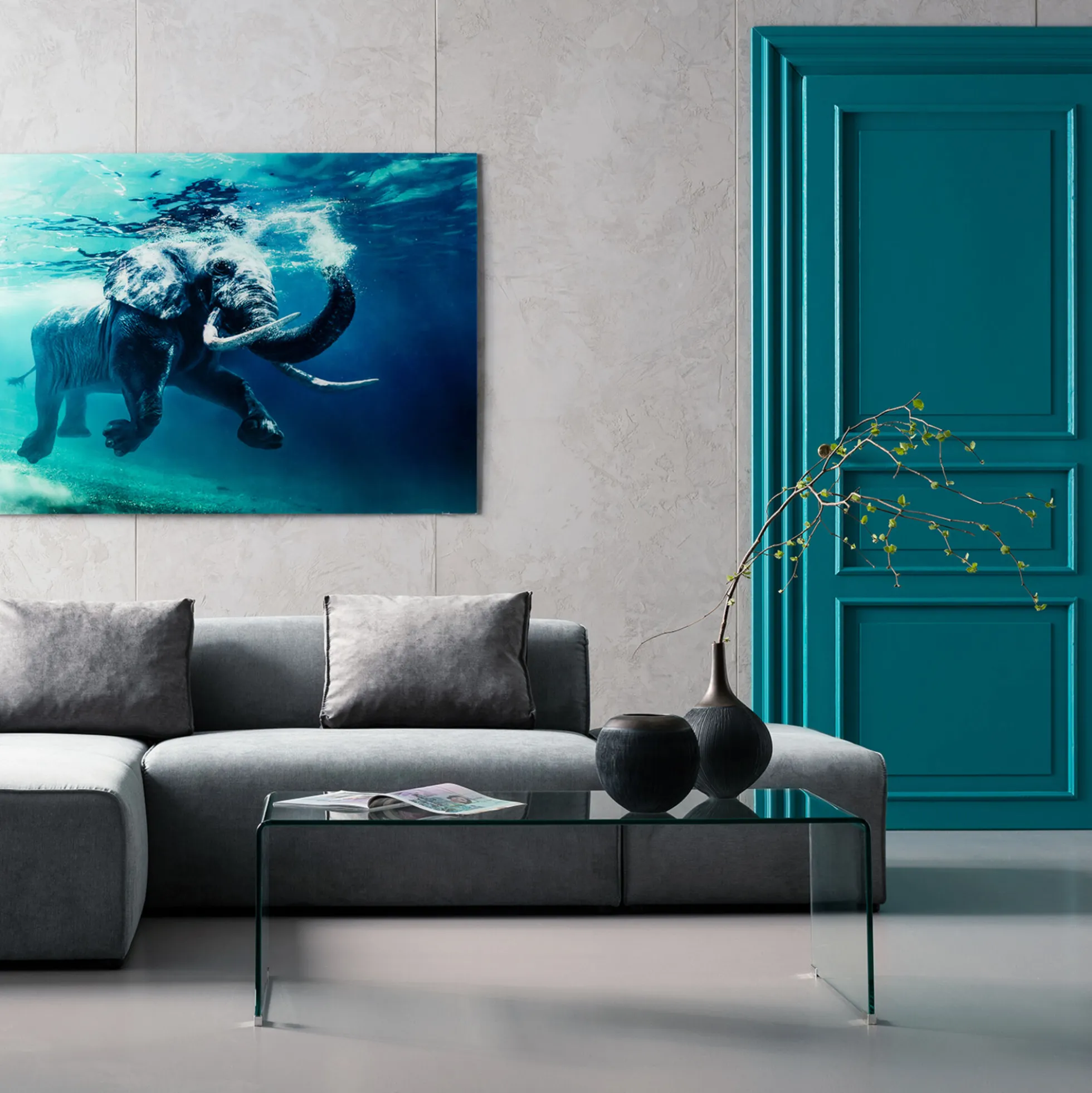 Stolik kawowy Clear Club 120x60 cm ciemnoszary transparentny