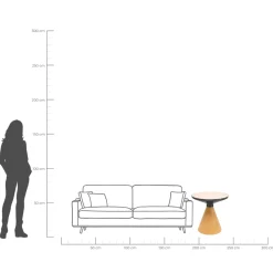 Stolik kawowy Cono dąb trawertyn Ø50cm