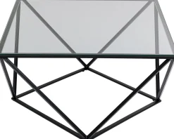 Stolik kawowy Cristallo 80x80 cm czarny - blat szklany