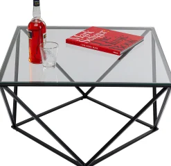 Stolik kawowy Cristallo 80x80 cm czarny - blat szklany