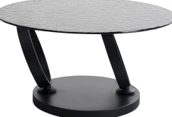 Stolik kawowy czarny z 2 szklanymi blatami obrotowymi 133x80 cm