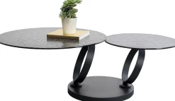 Stolik kawowy czarny z 2 szklanymi blatami obrotowymi 133x80 cm