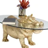 Stolik kawowy Hippo 80 cm złoty - blat szklany