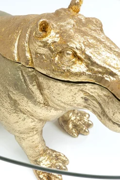 Stolik kawowy Hippo 80 cm złoty - blat szklany