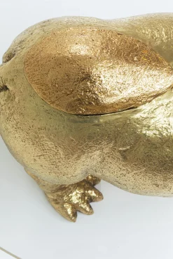 Stolik kawowy Hippo 80 cm złoty - blat szklany