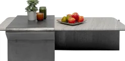 Stolik kawowy loft marmur i ciemnoszare aluminium 142x70 cm