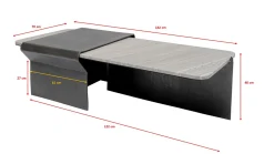 Stolik kawowy loft marmur i ciemnoszare aluminium 142x70 cm