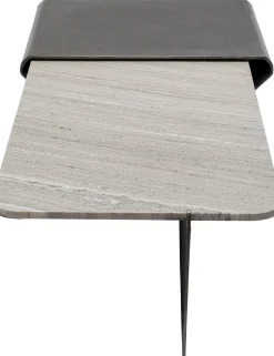 Stolik kawowy loft marmur i ciemnoszare aluminium 142x70 cm
