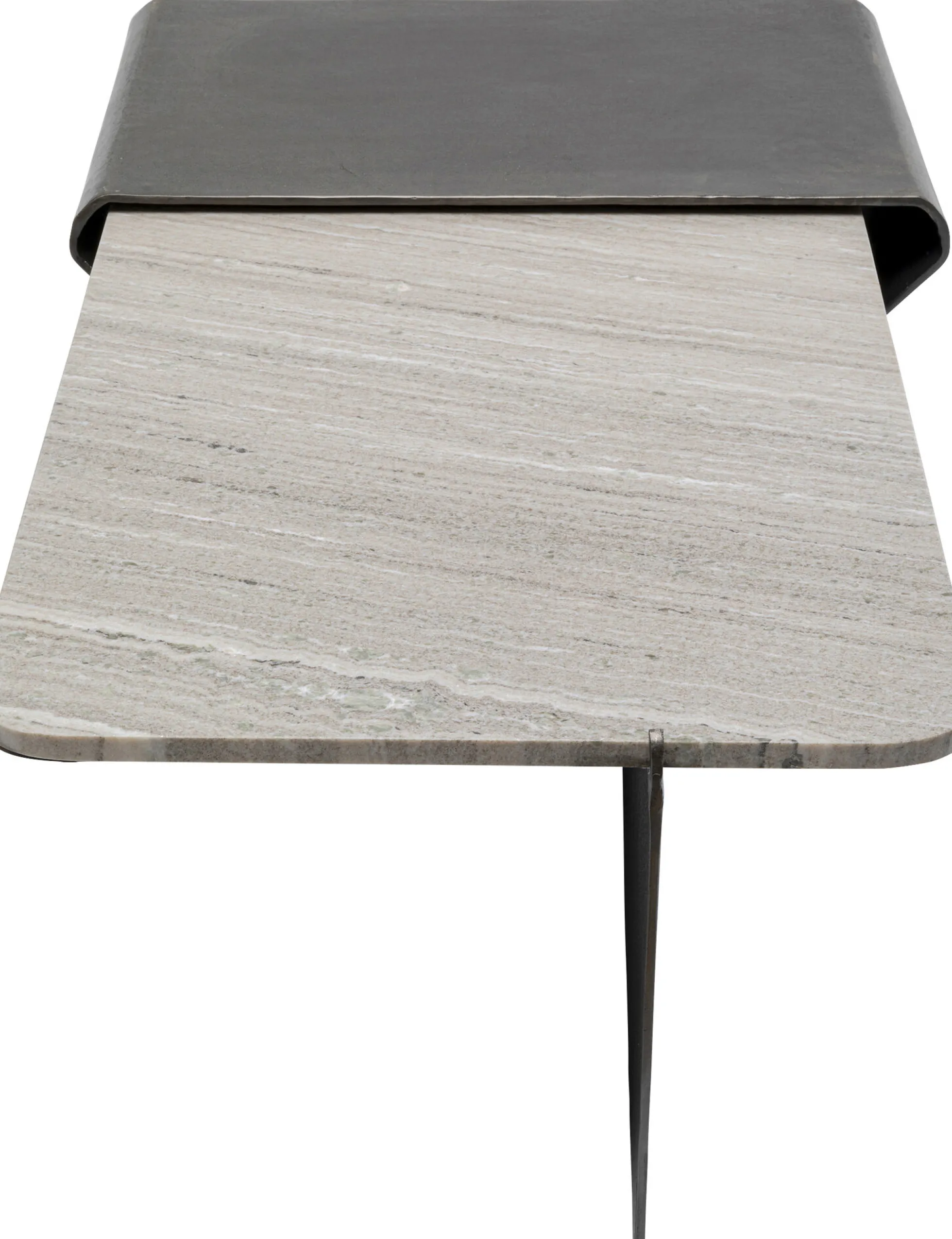 Stolik kawowy loft marmur i ciemnoszare aluminium 142x70 cm