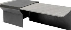 Stolik kawowy loft marmur i ciemnoszare aluminium 142x70 cm