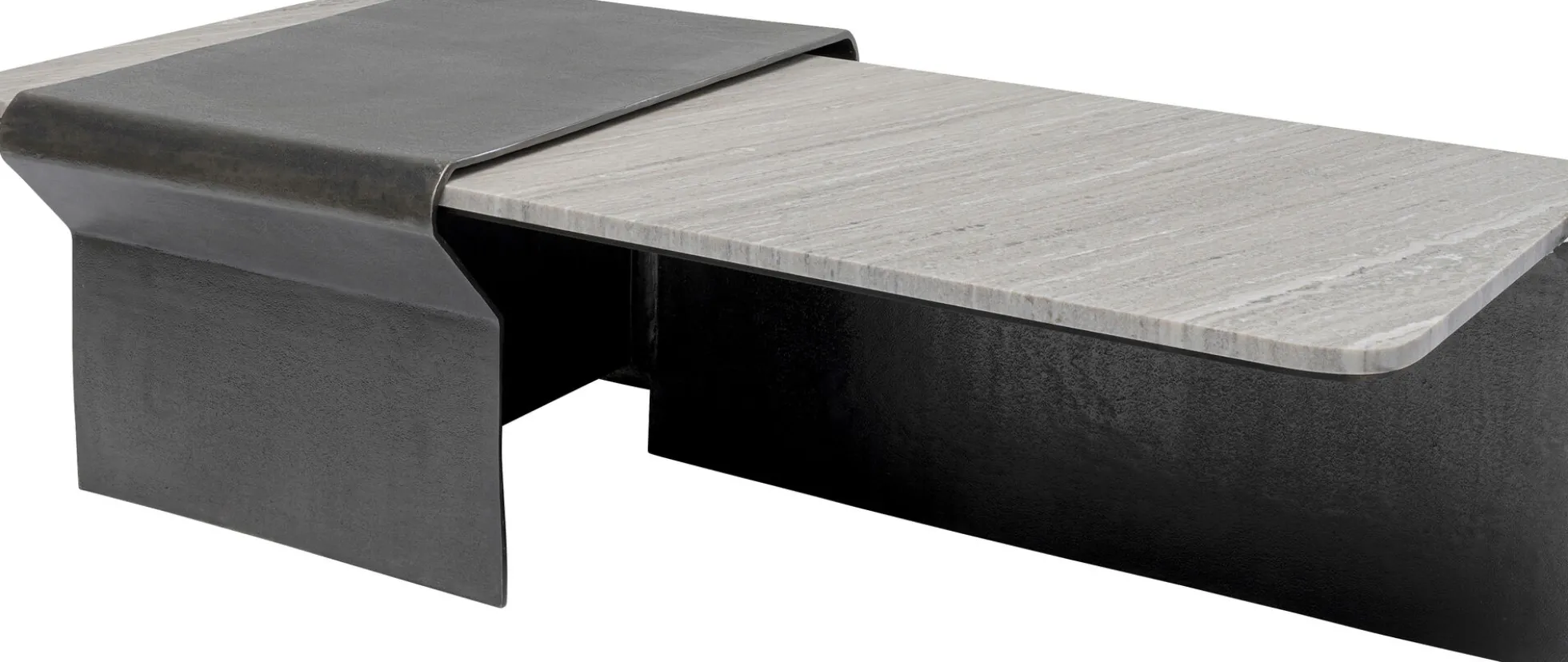 Stolik kawowy loft marmur i ciemnoszare aluminium 142x70 cm