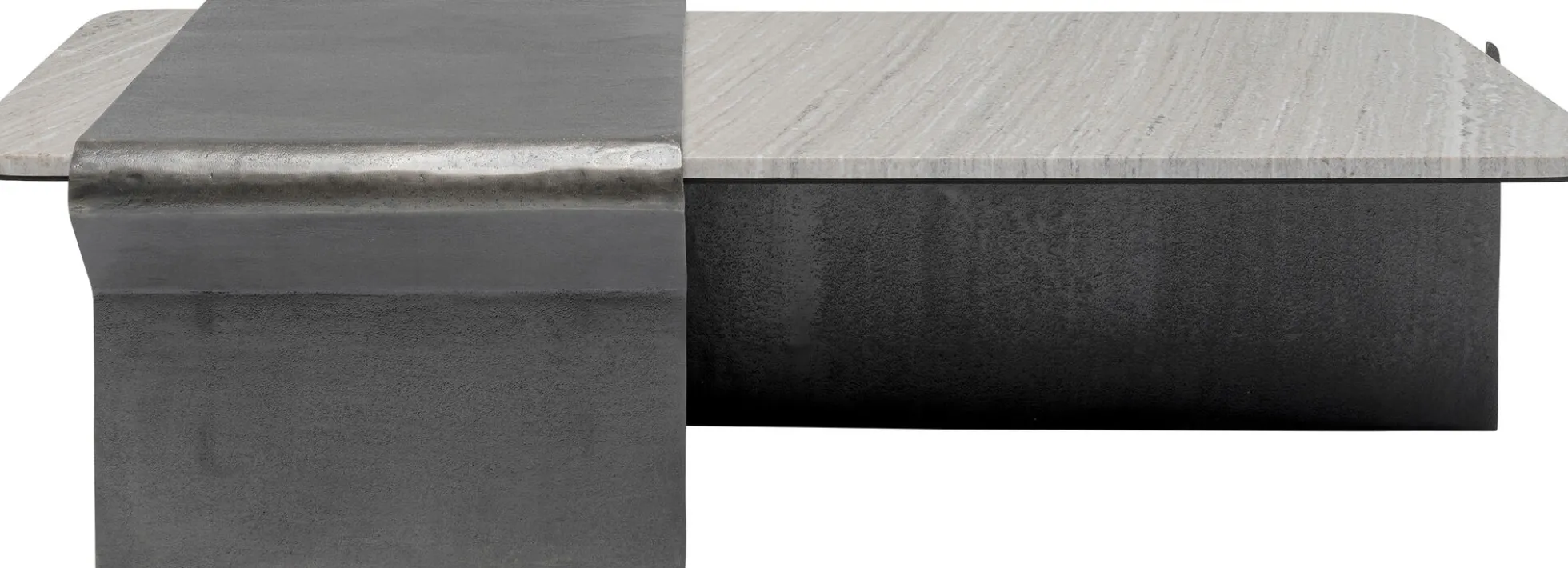 Stolik kawowy loft marmur i ciemnoszare aluminium 142x70 cm