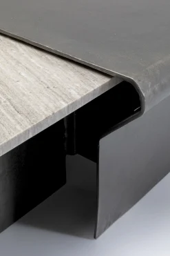 Stolik kawowy loft marmur i ciemnoszare aluminium 142x70 cm