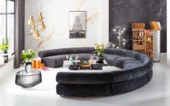Stolik kawowy loft stal czarna i szkło transparentne Ø80 cm