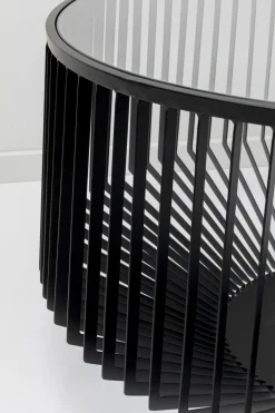 Stolik kawowy loft stal czarna i szkło transparentne Ø80 cm