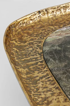 Stolik kawowy marmur i aluminium szaro-złoty 123x76 cm