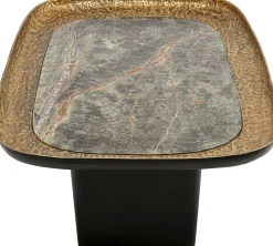 Stolik kawowy marmur i aluminium szaro-złoty 123x76 cm