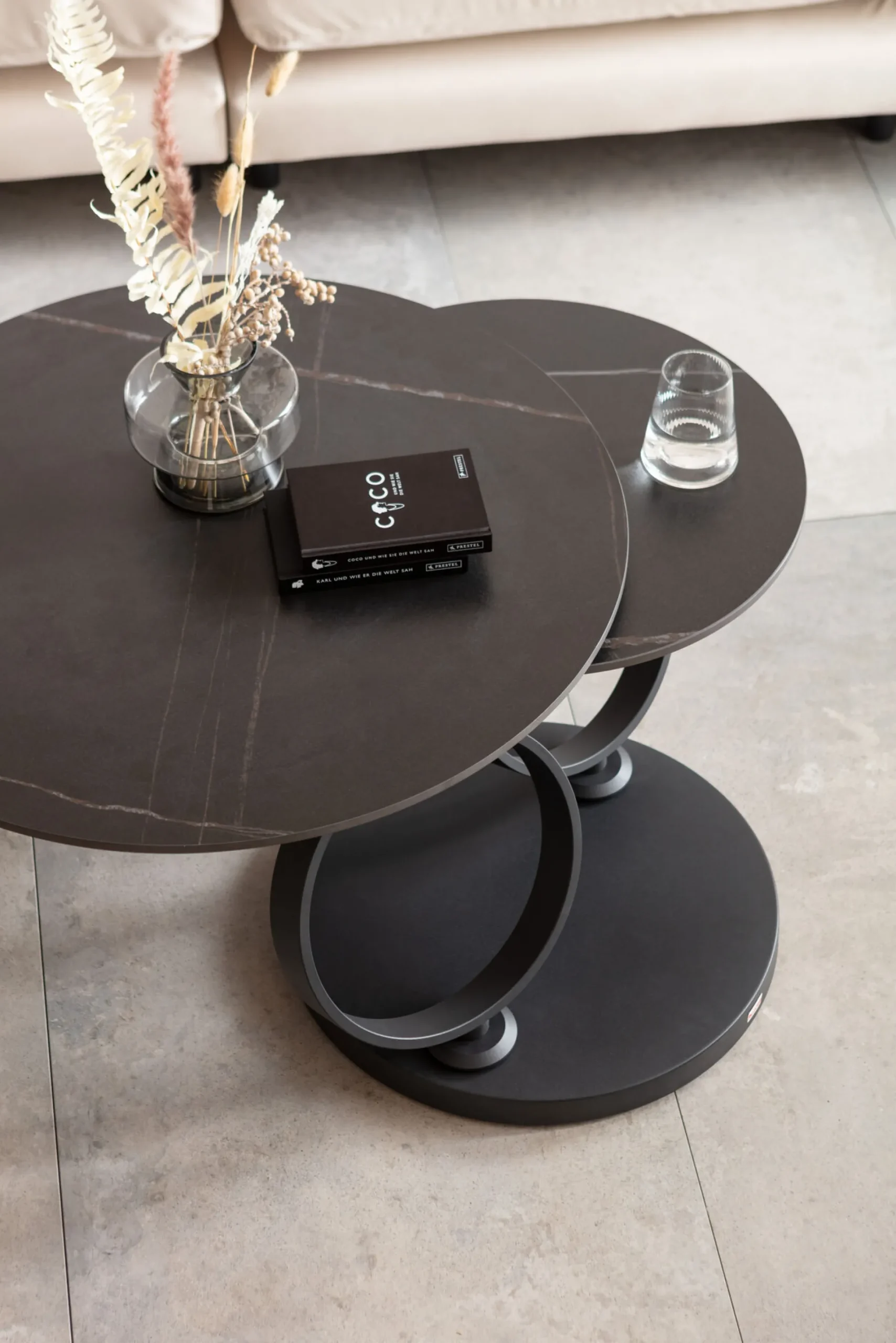 Stolik kawowy obrotowy Beverly 133x80 cm czarny