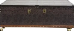 Stolik kawowy rozkładany Bar Colonial 120x75 cm brązowy ekoskóra