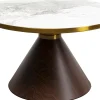 Stolik kawowy z ceramicznym blatem podstawa brązowa Ø70 cm