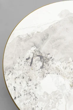 Stolik kawowy z ceramicznym blatem podstawa brązowa Ø70 cm