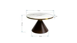 Stolik kawowy z ceramicznym blatem podstawa brązowa Ø70 cm