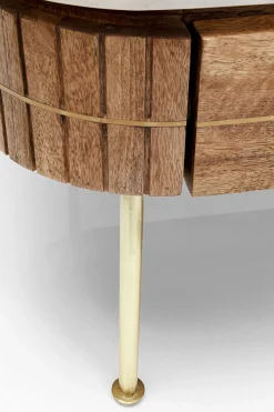 Stolik kawowy z szufladami drewno mango i marmur nogi złote 110x60 cm