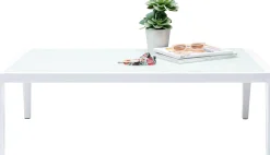 Stolik ogrodowy Tiki 108x59 cm biały - blat szklany