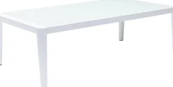 Stolik ogrodowy Tiki 108x59 cm biały - blat szklany