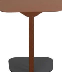 Stolik pomocniczy czarno-brązowy blat tapicerowany 61x39 cm