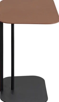 Stolik pomocniczy czarno-brązowy blat tapicerowany 61x39 cm