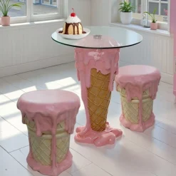 Stolik Pomocniczy Ice Cream Różowy Ø37cm