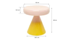 Stolik pomocniczy okrągły różowo-żółty stal emaliowana Ø42 cm