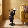 Stolik pomocniczy pies buldog czarno-złoty 40x55 cm