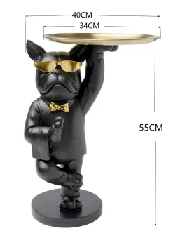 Stolik pomocniczy pies buldog czarno-złoty 40x55 cm