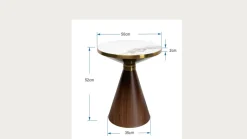 Stolik pomocniczy z ceramicznym blatem podstawa brązowa Ø50 cm