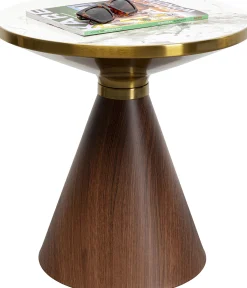 Stolik pomocniczy z ceramicznym blatem podstawa brązowa Ø50 cm