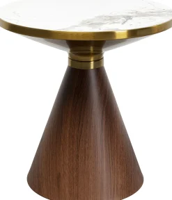 Stolik pomocniczy z ceramicznym blatem podstawa brązowa Ø50 cm