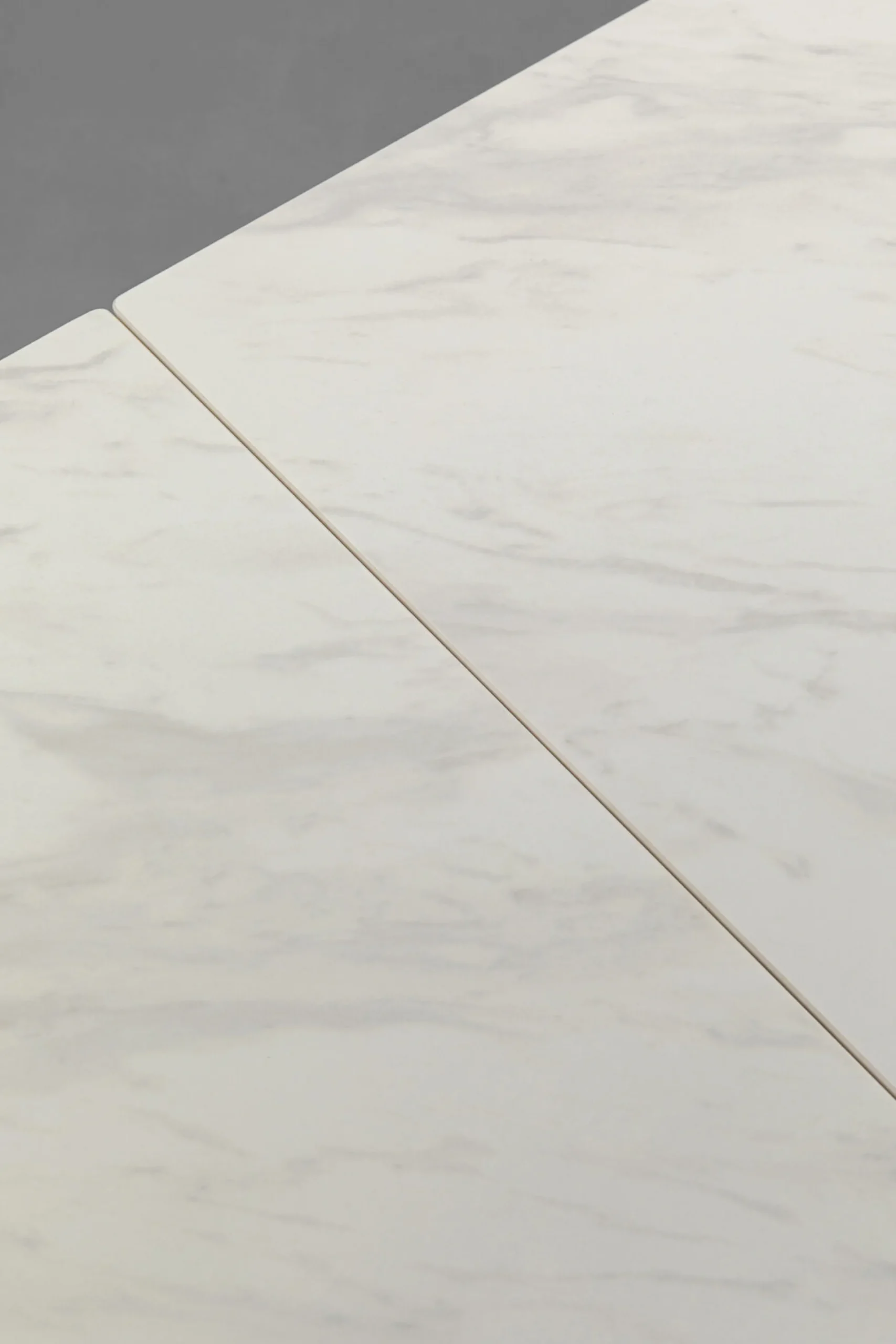 Stół rozkładany biały blat ceramiczny nogi stalowe 140-200x80 cm