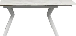 Stół rozkładany biały blat ceramiczny nogi stalowe 140-200x80 cm
