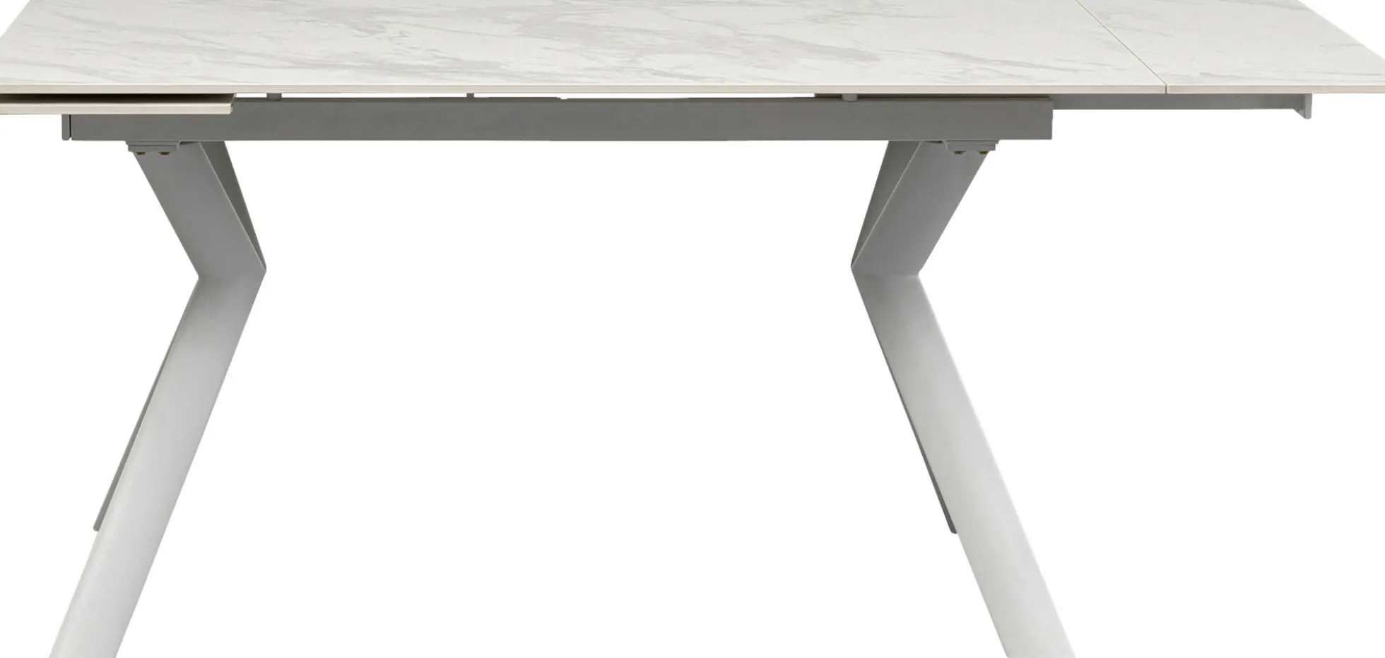 Stół rozkładany biały blat ceramiczny nogi stalowe 140-200x80 cm