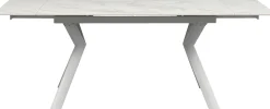 Stół rozkładany biały blat ceramiczny nogi stalowe 140-200x80 cm