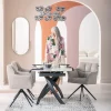 Stół rozkładany blat ceramiczny biały podstawa stal czarna 120-180x90 cm