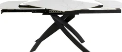 Stół rozkładany blat ceramiczny biały podstawa stal czarna 120-180x90 cm