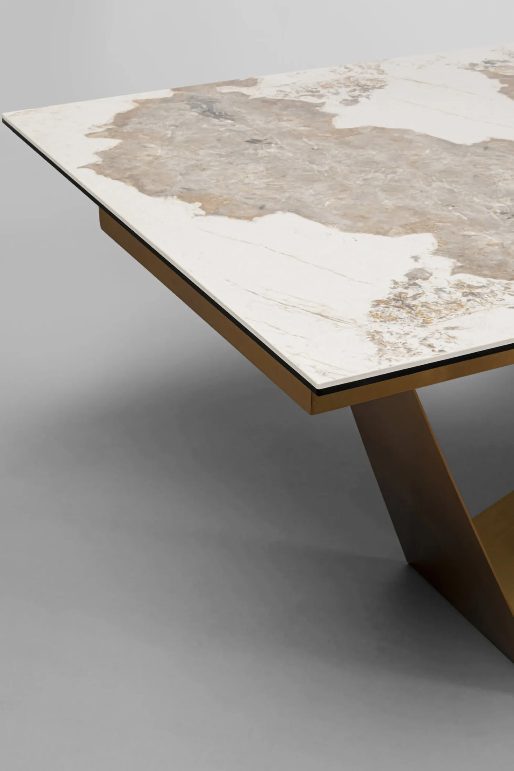 Stół rozkładany blat szkło i kamionka nogi stal nierdzewna 200-260x100 cm