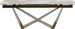 Stół rozkładany blat szkło i kamionka nogi stal nierdzewna 200-260x100 cm